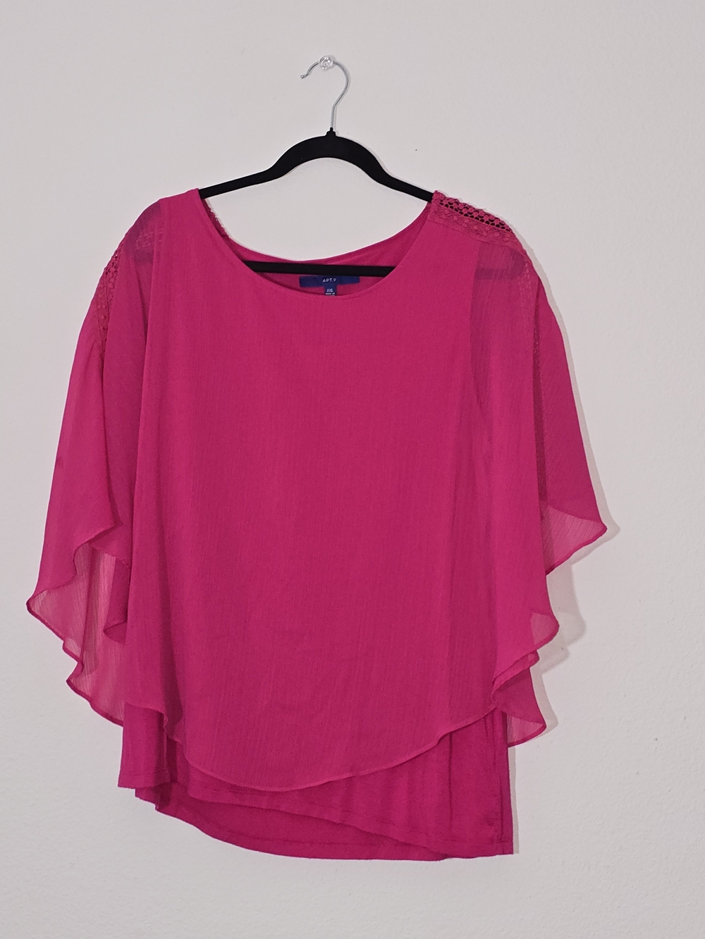Apt. 9 Bright Fuchsia Layered Flutter Sleeve Tunic